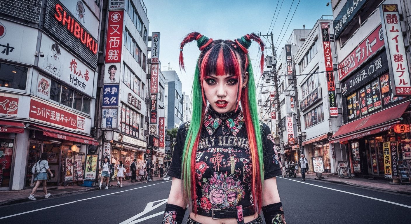 Punk Gyaru Girl in Okinawa, Shibuya and Harajuku