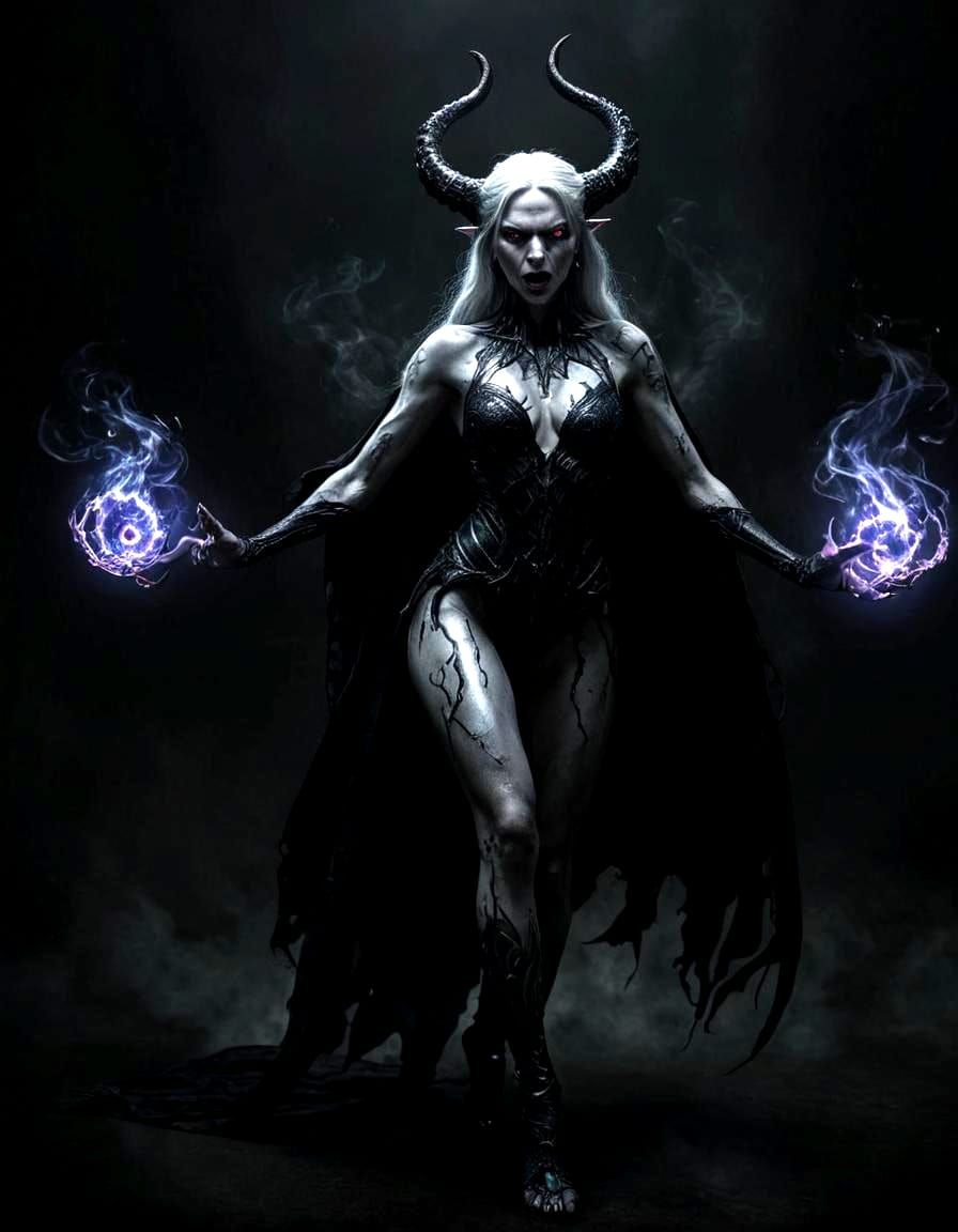 Eldritch Demonic Princess Casting Dark Magic