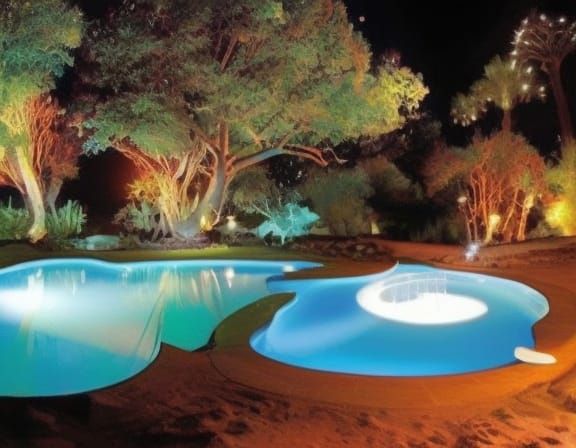 Bioluminescent Pool: Surreal Neon Anime Art