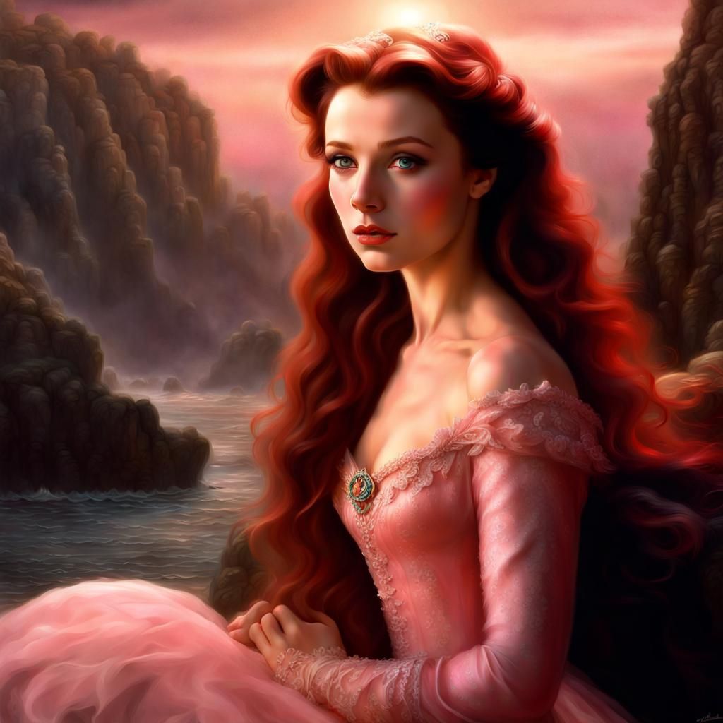 Enchanting Princess Arielle with Red Hair in 3D