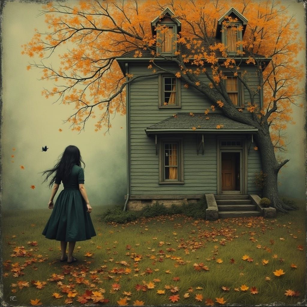 A Girl Flees Her Haunted Home in Autumn