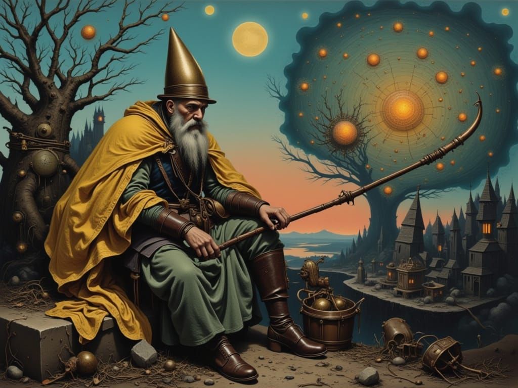 Old Man on Mystical Wall Concept Art