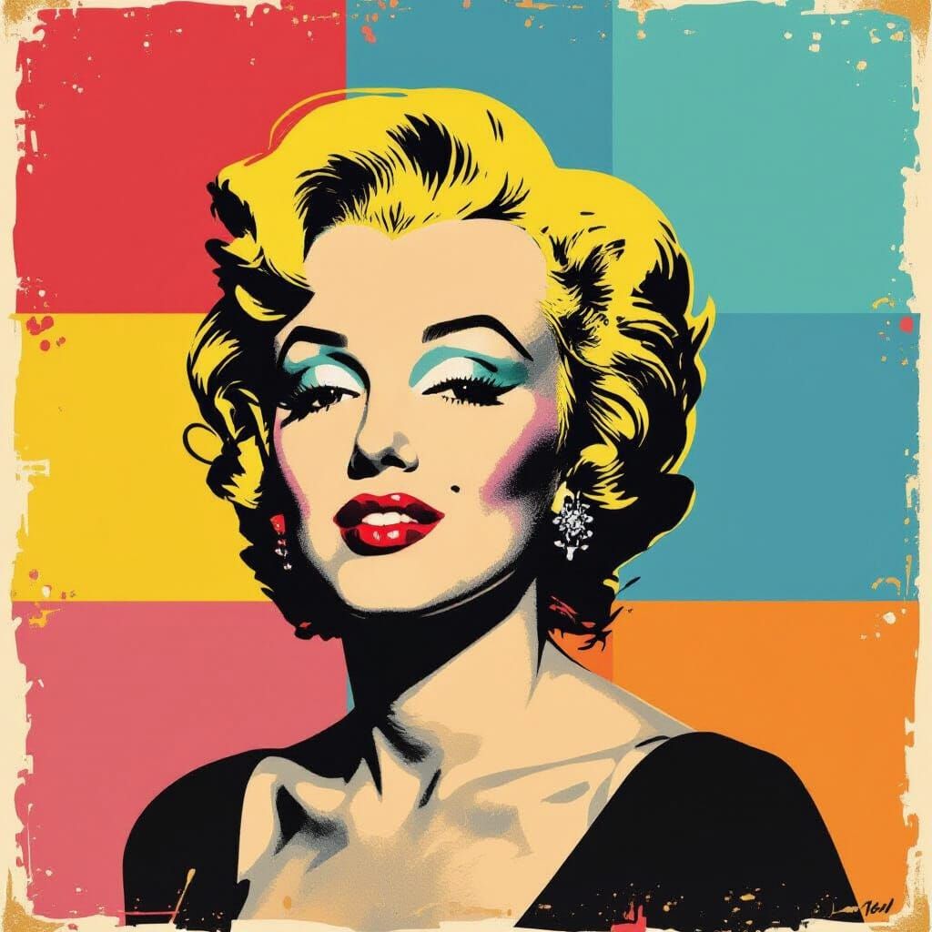 Marilyn Monroe Pop Art Portrait in Warhol Style