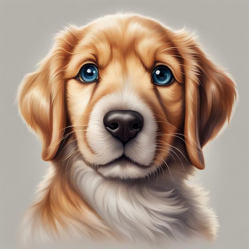 Realistic Puppy with Big Eyes and a Smile