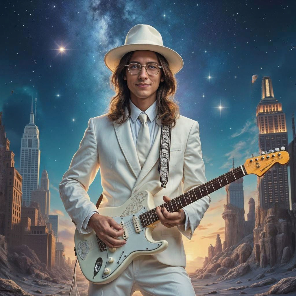 Young John Lennon Performs Cosmic Rock on Celestial Stage