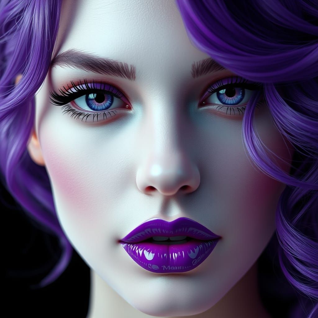 Glamorous Woman with Purple Accents in Futuristic Style