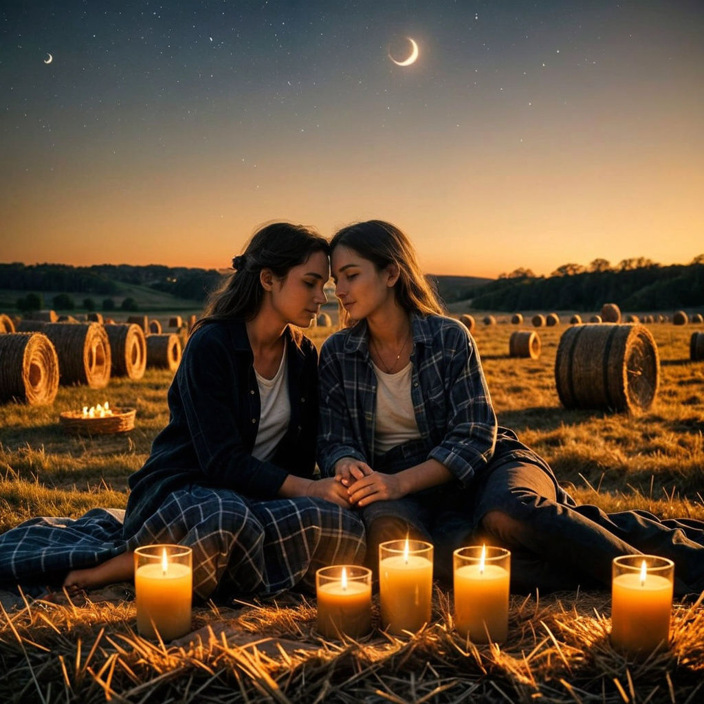 Romantic Starlit Picnic in Pumpkin Field