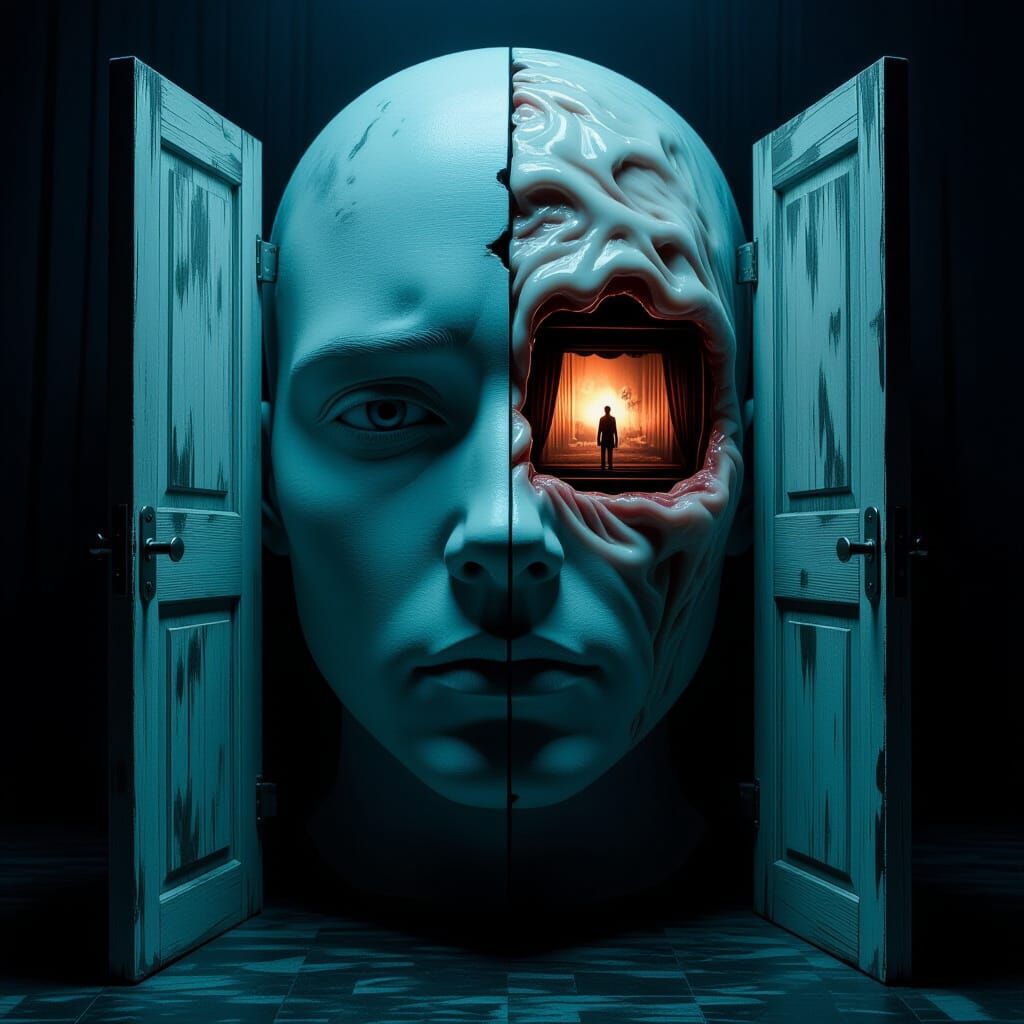 Surreal Face Reveals Nightmare Movie Theater