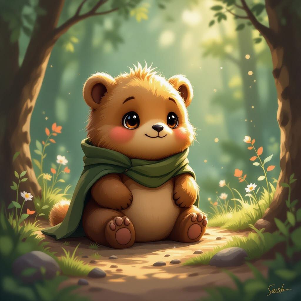 Gentle Earthy Creature in Digital Painting Style