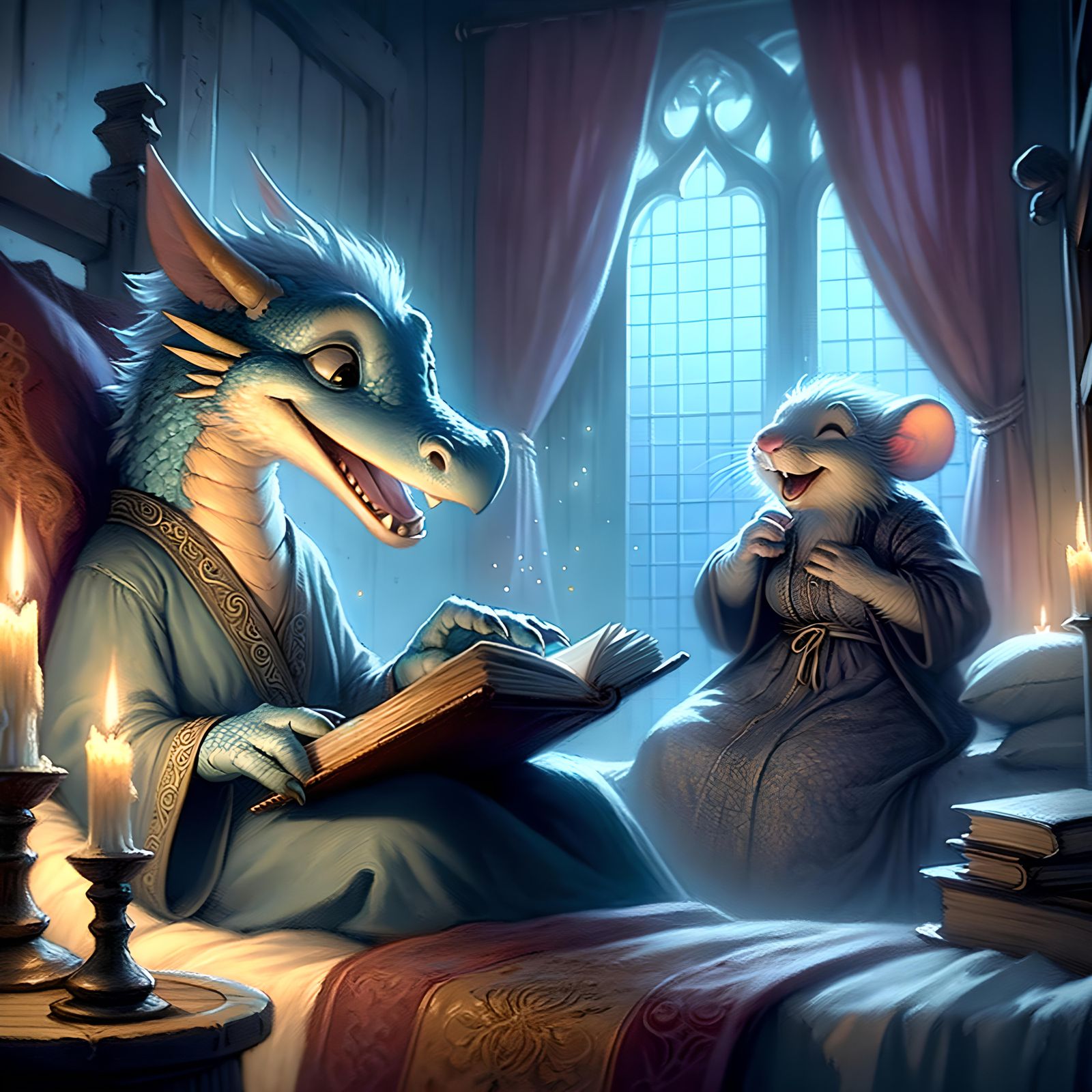 Dragon's Midnight Story: A Whimsical Scene