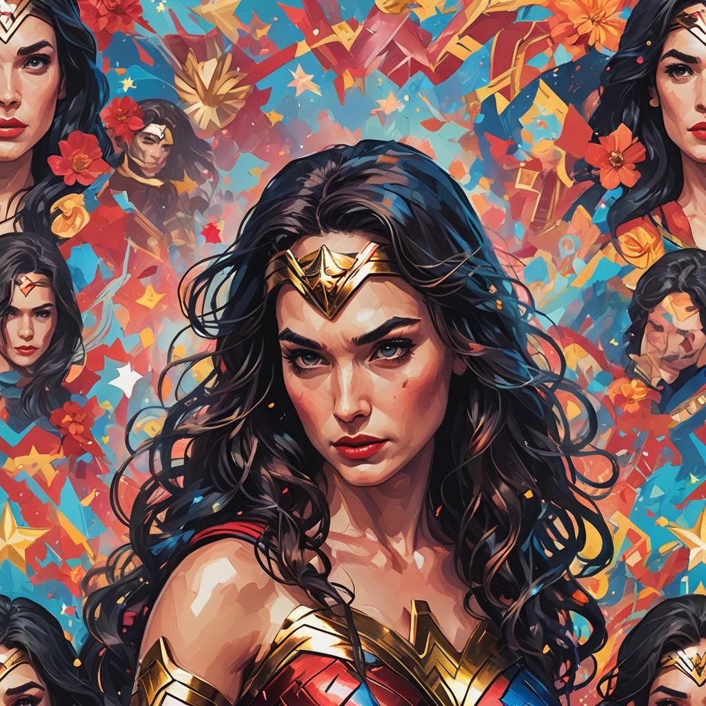 Fantasy Wonder Woman Portrait: Cute and Colorful