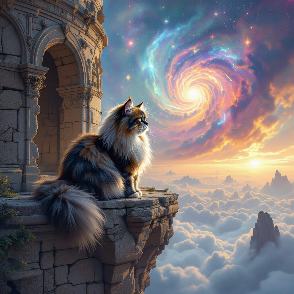 Celestial Cat in Cosmic Observatory