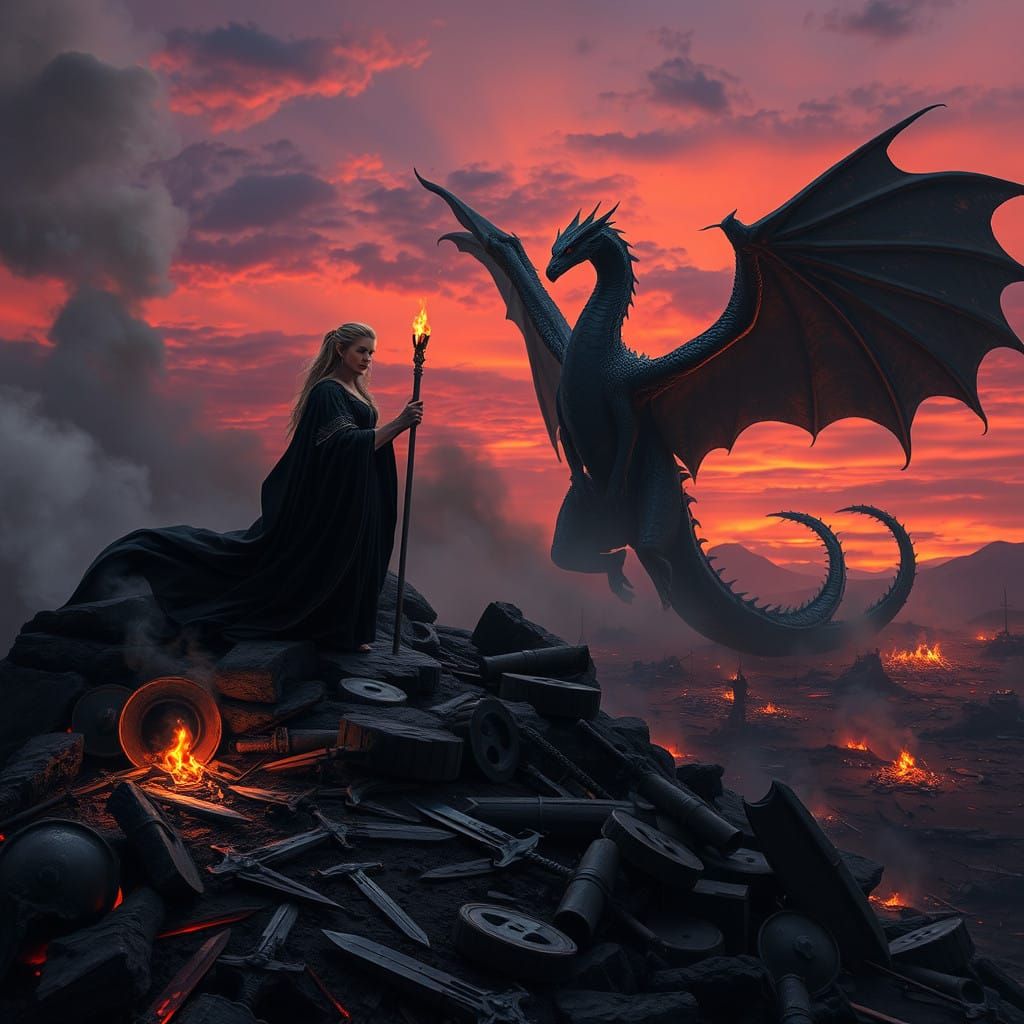 Epic Fantasy Battle Scene in Dark Medieval Style