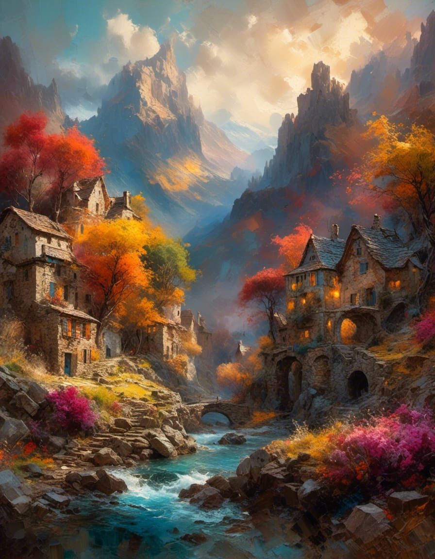 Fantastical Landscape in Impasto Style