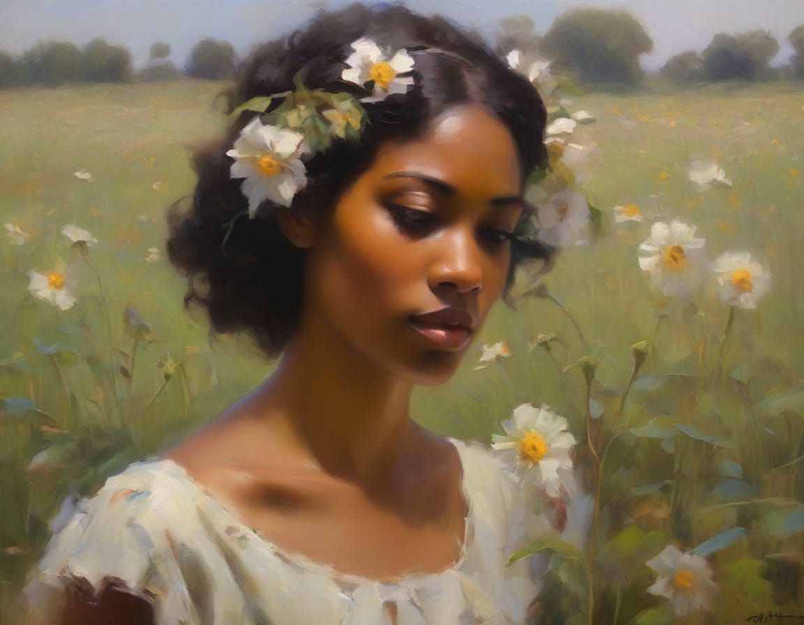 Romantic Portrait of Woman in Waterhouse Style