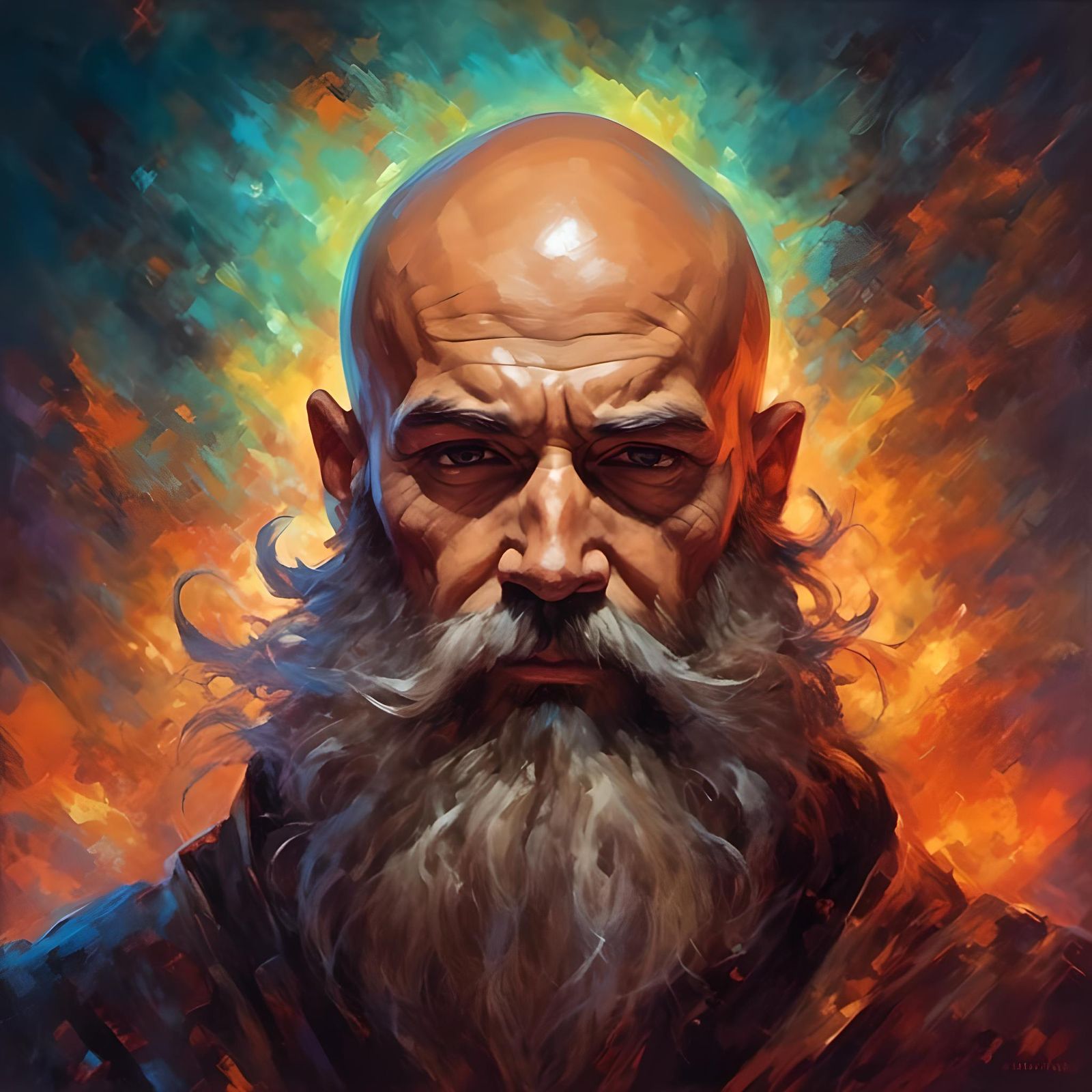 Trippy Warlock Portrait with Scruffy Beard