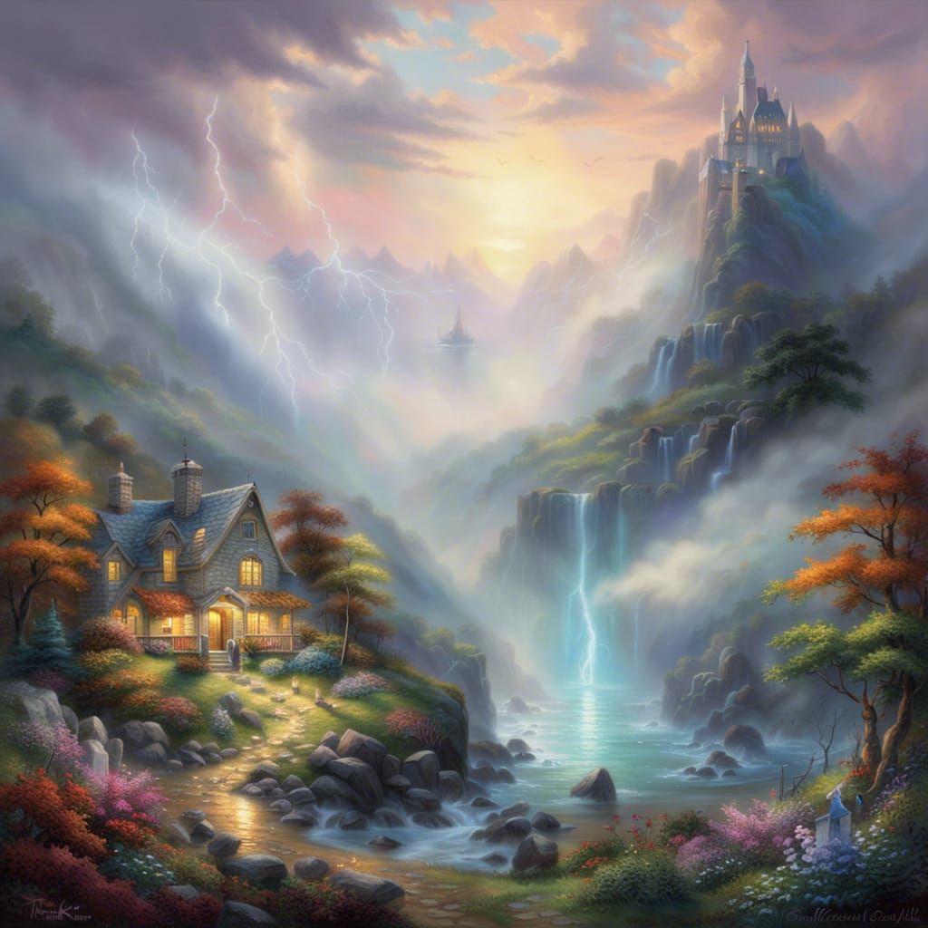 Vibrant Thor in Ethereal Fantasy Landscape