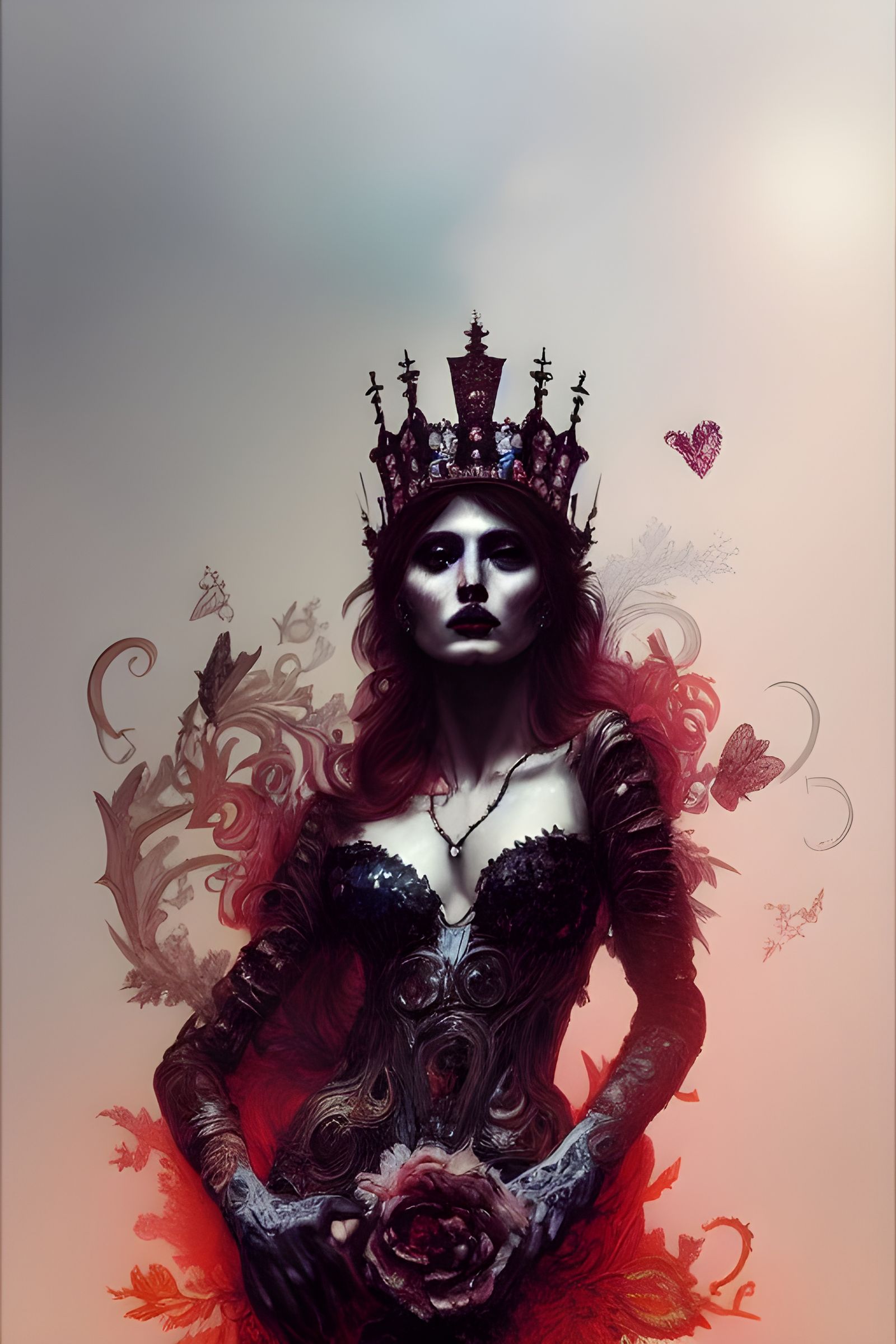 Queen of Spades: Fractal Iridescence in Art Nouveau Style