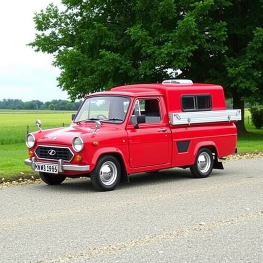 Red Daihatsu Mini Flatbed Camper