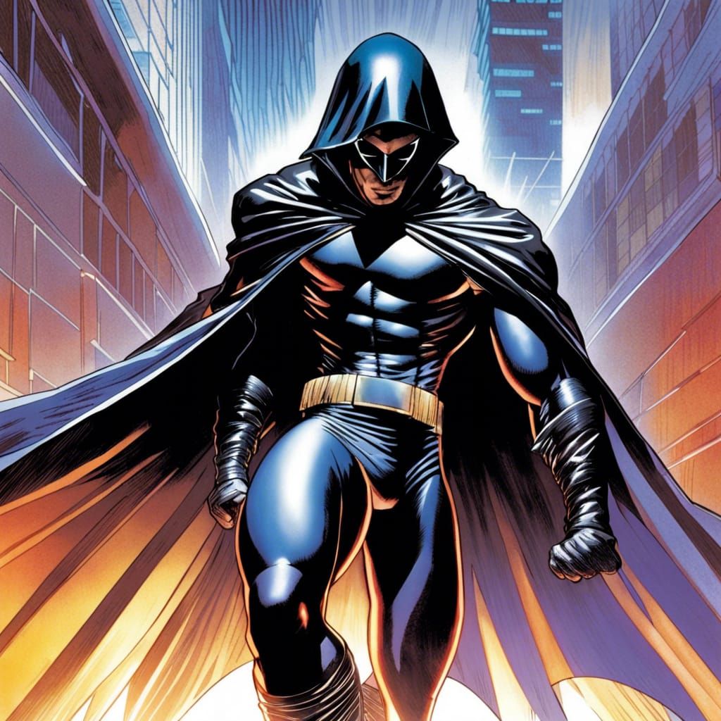 Leather-clad Superhero in Comic Book Art Style