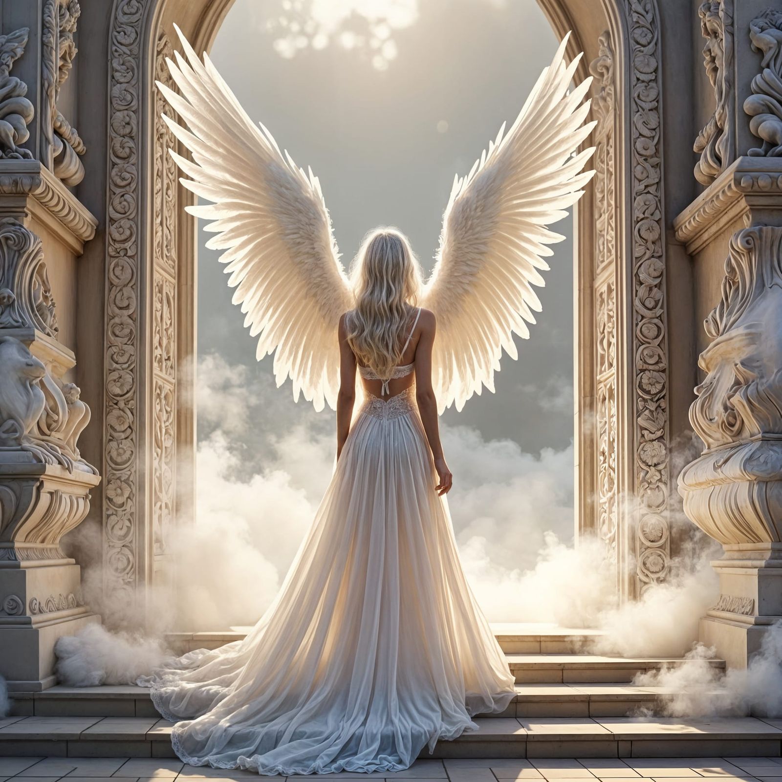 Ethereal Angel Stepping into Infinity, Fantasy Art