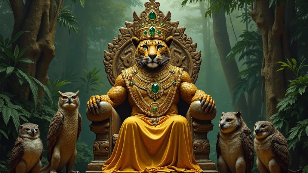 Regal Jaguar King in Tropical Splendor