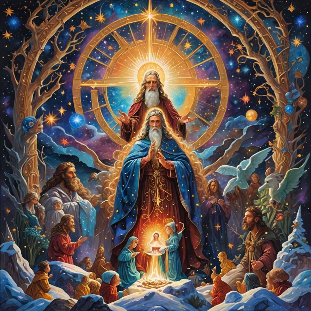 Cosmic Astral Hologram in Oil Painting Style