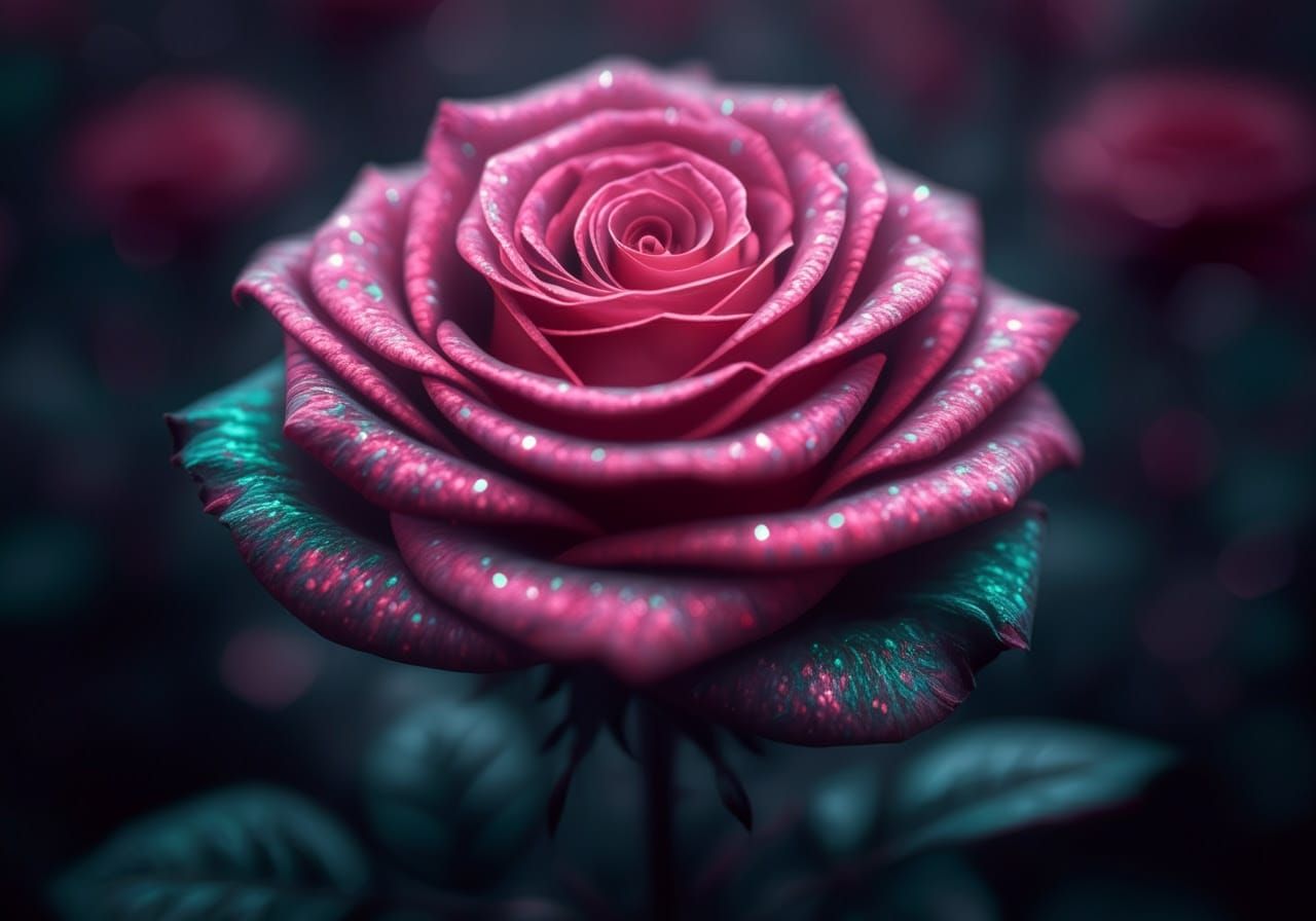 Ethereal Rose in Enchanted Garden, Romantic Bloom in Soft Tw...