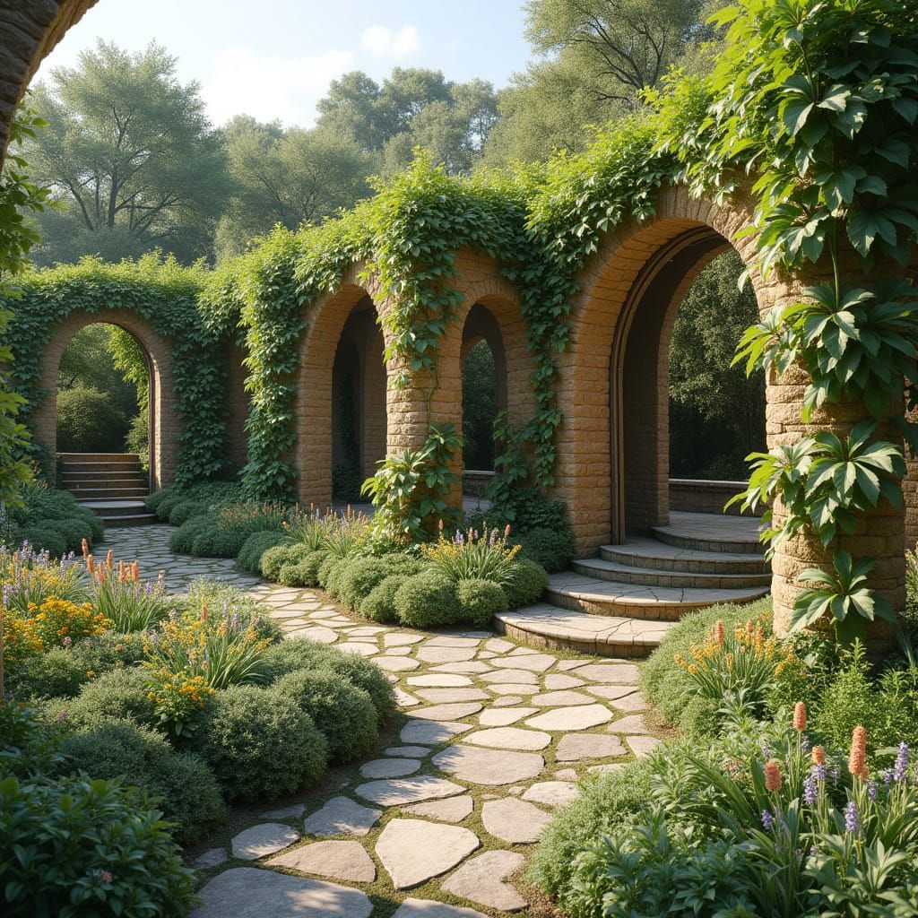 Artful Cob Walls in a Lush Garden Oasis