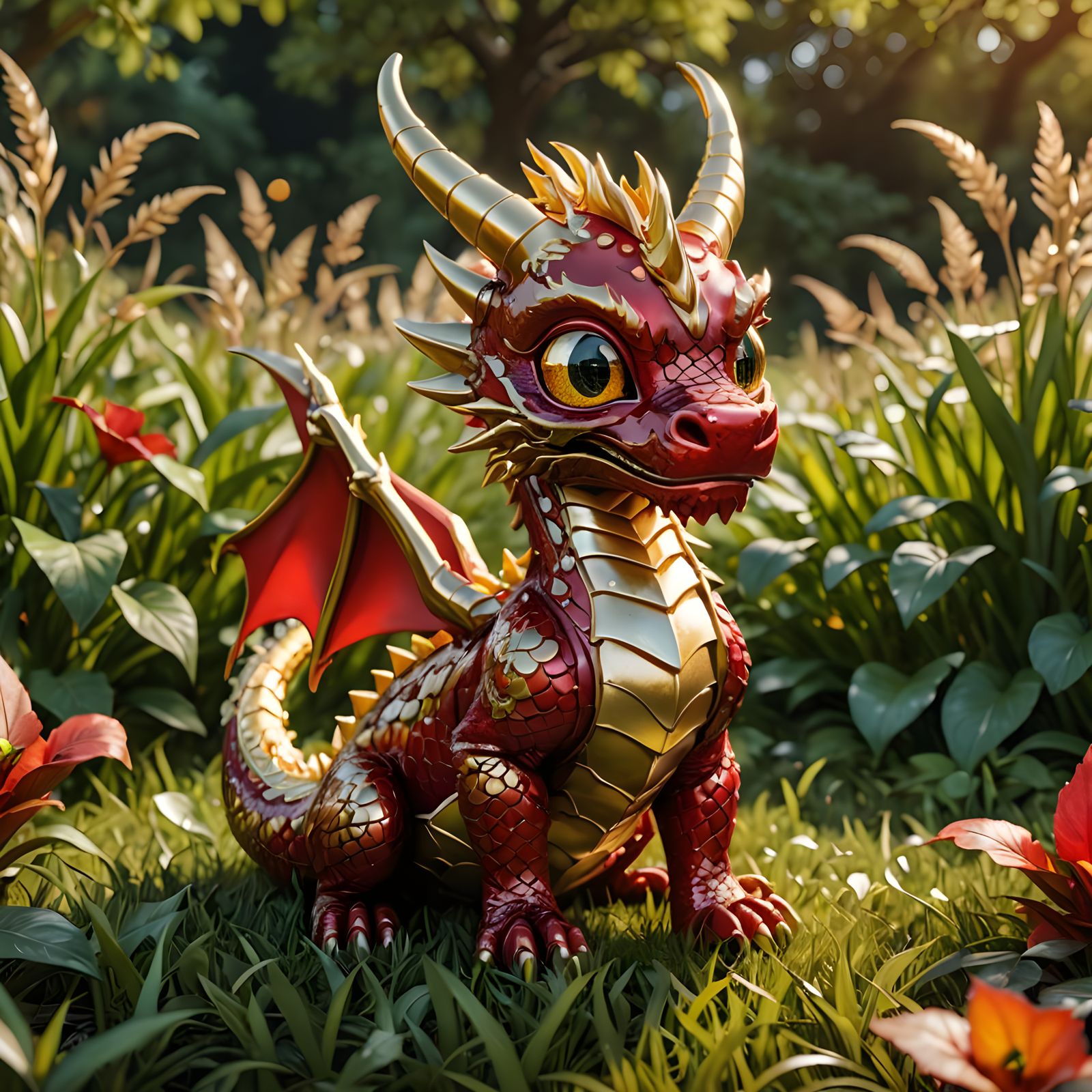 Chibi Dragon in Golden Glory