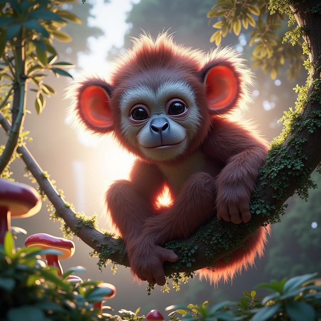 Orangutan-Koala Hybrid in Jungle, Detailed Matte Painting