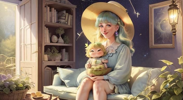Magical Beanstalk to Cloud Village Illustration