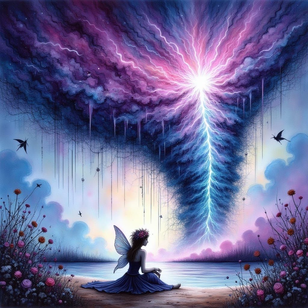 Ethereal Fantasy Art: Tornado Meets Thunderstorm