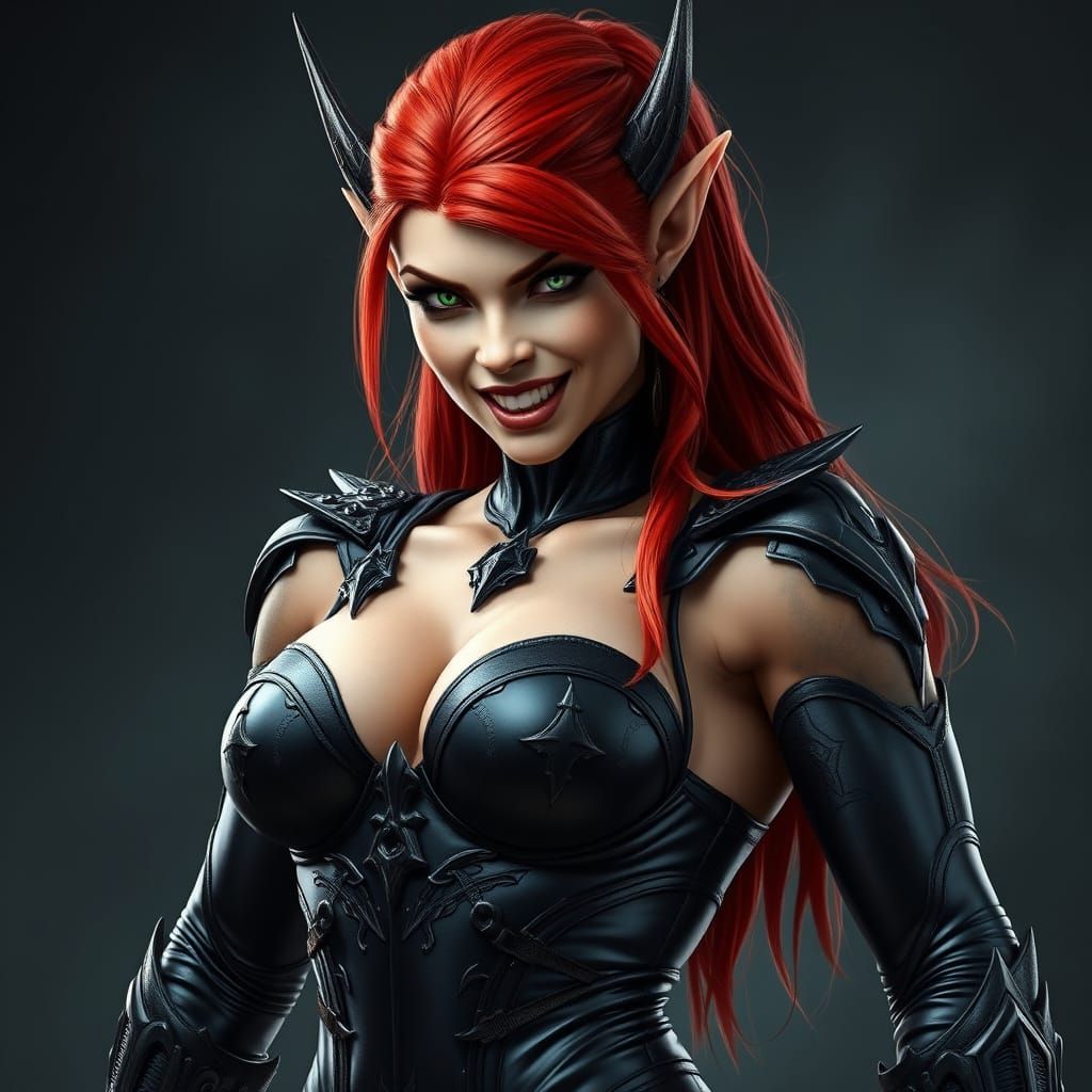Mystical Vampire Elf in Dark Gothic Latex Armor