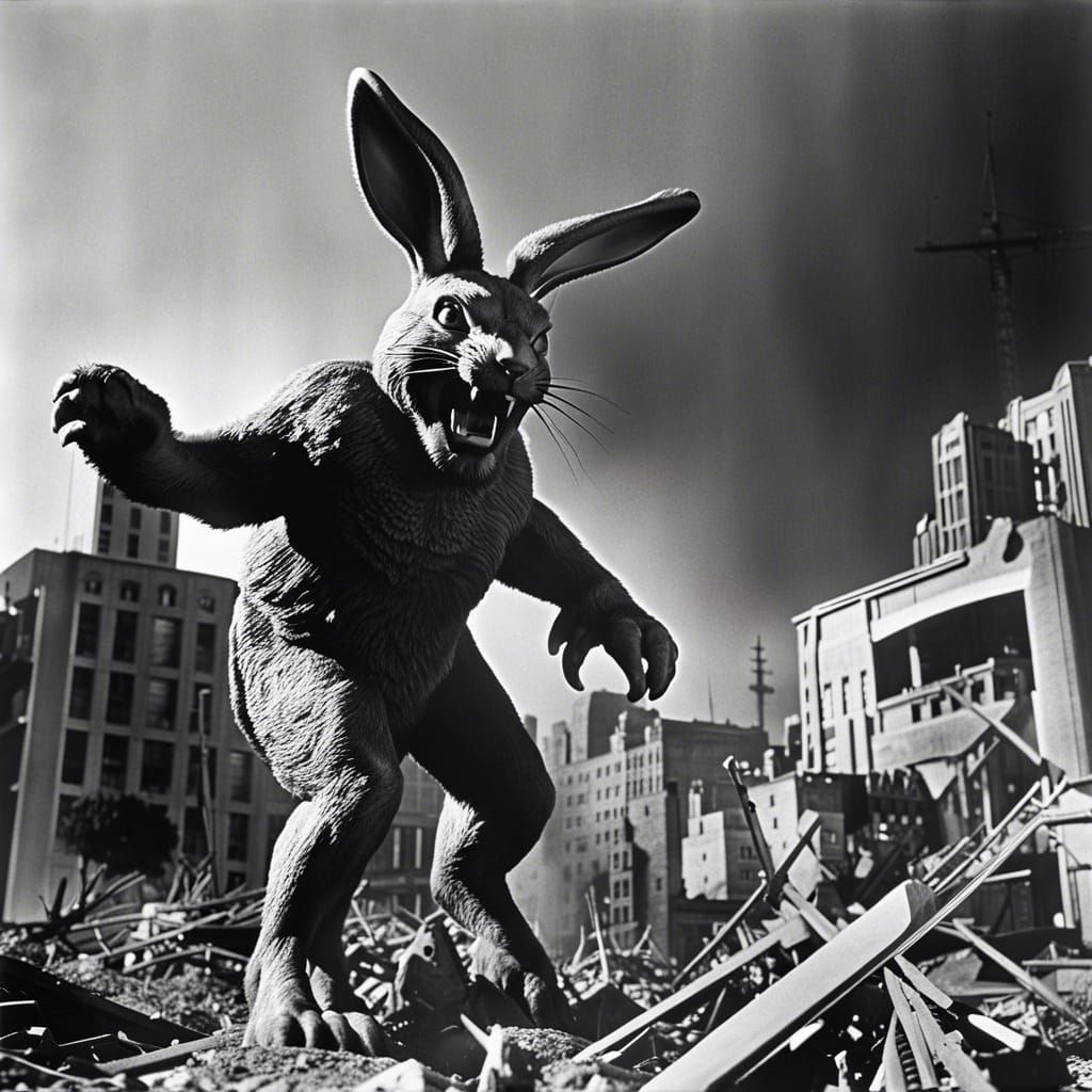 Kaiju Bunny Rabbit Rampages Los Angeles: 1950s Sci-Fi