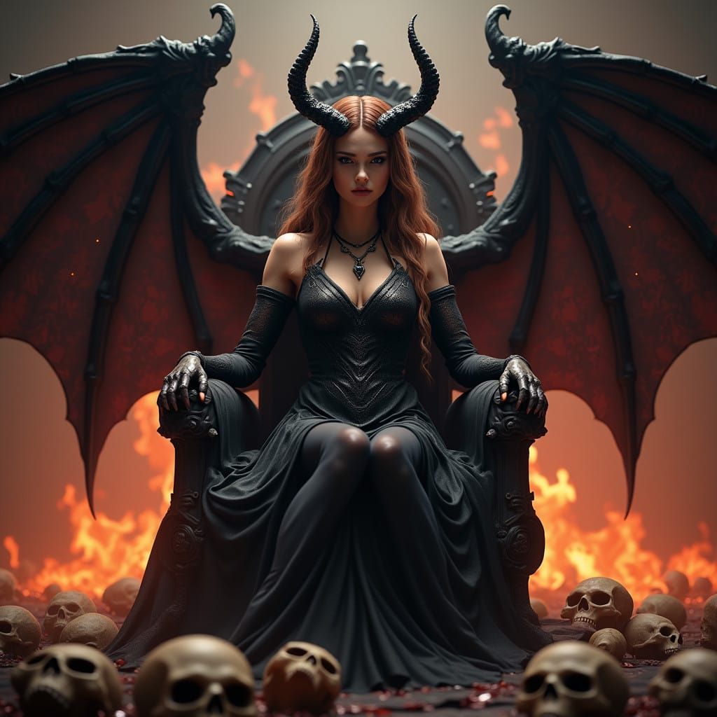 Surreal Princess Reigns in Hell, as Dark Fantasy Concept Art