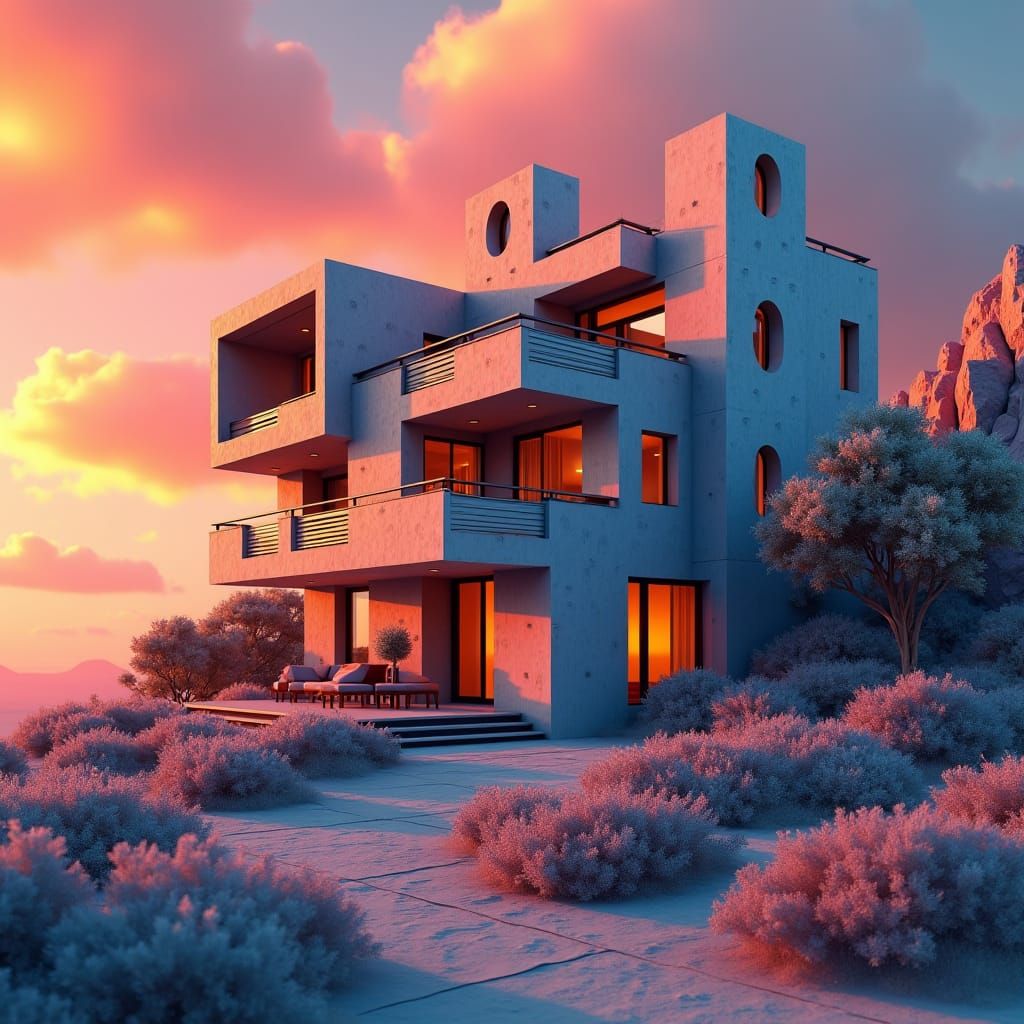 Modern 3D Mansion Concept Art