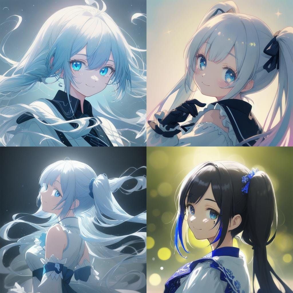 Smiling Girl with Twintails and White Dress