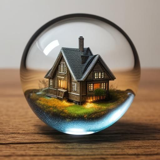 Autumn Scene in Glass Ball: Macro Still Life