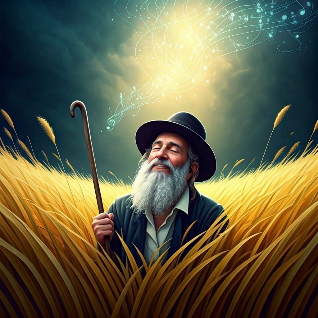 Hasidic Jew Praying with Music: Hyperrealistic Art