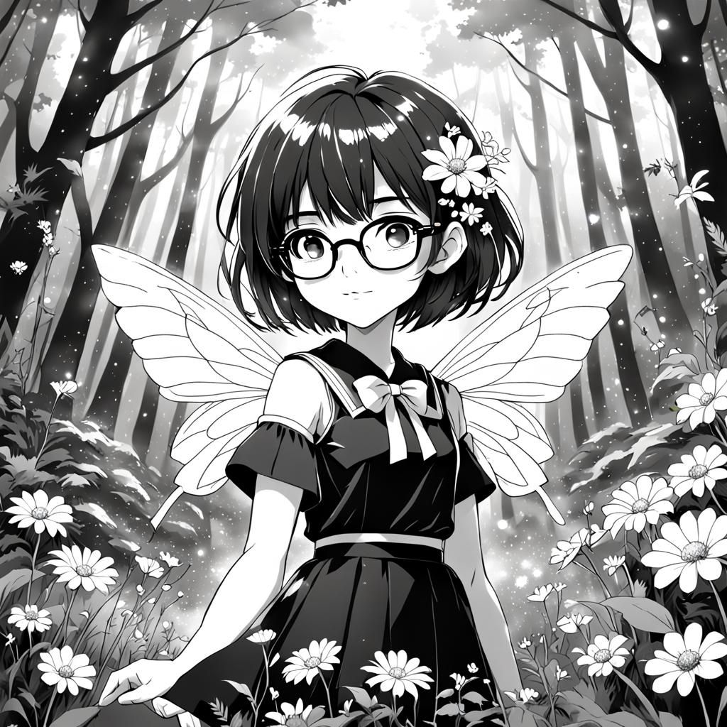 Cute Fairy in Mystical Forest, 80s Anime Style