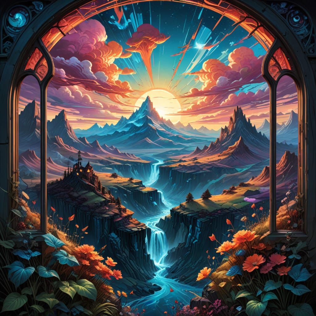 Windows to Fantastical Worlds in Vibrant Comic Book Style