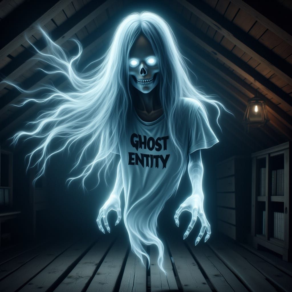 Attractive Transparent Ghost Entity with Flowing Hair