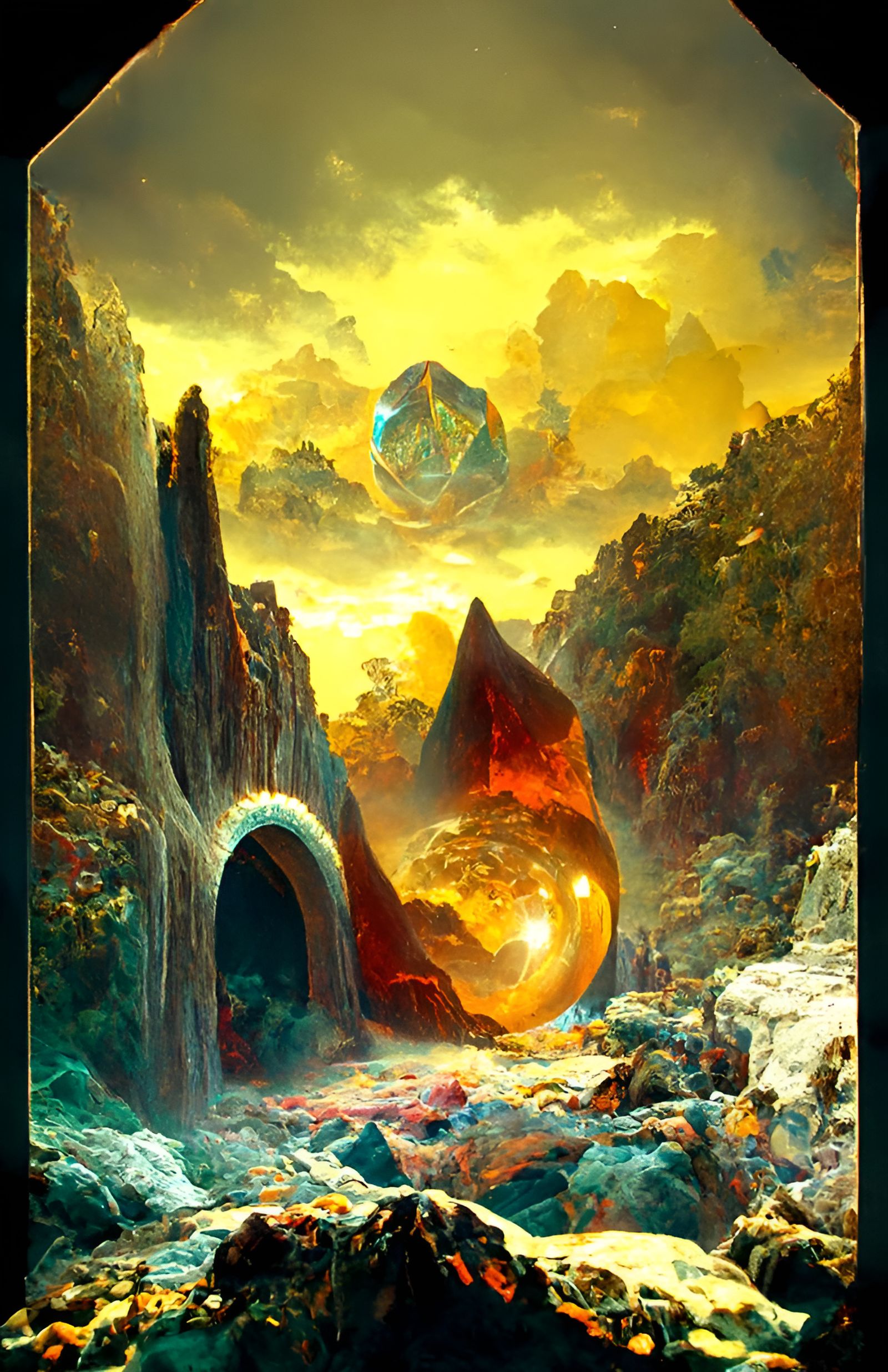 Magic Geode Portal to Alien Garden, Digital Art