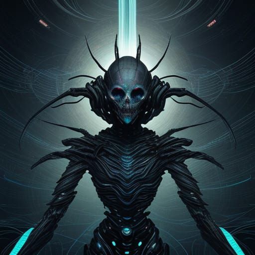 Cyberpunk Glitchling in a Flickering Abyss