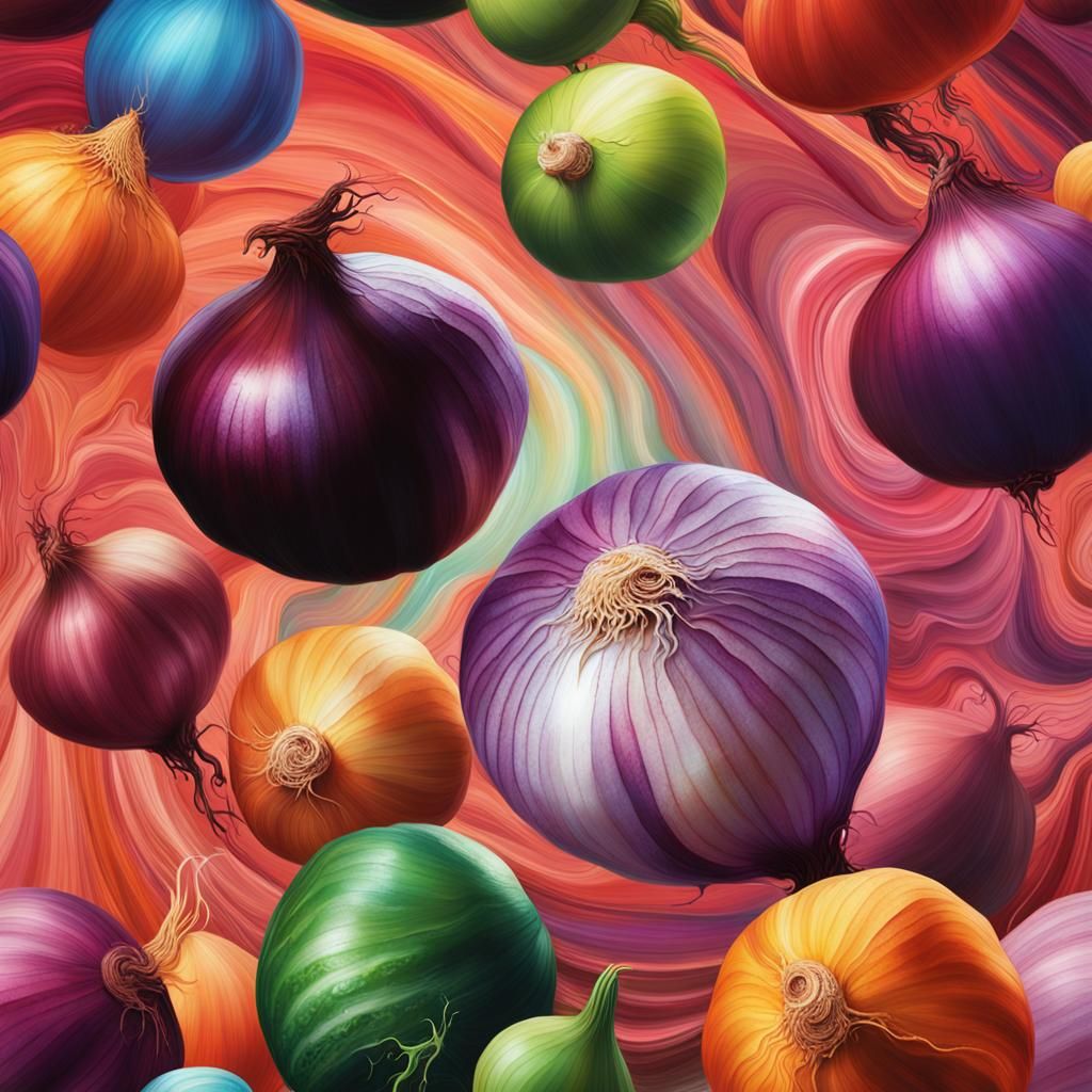 Hyperrealistic Onion Planet Splash Art