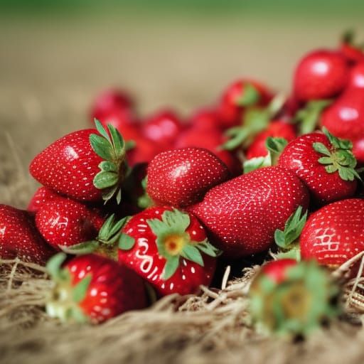 Fresh Strawberries in a Sunny Field