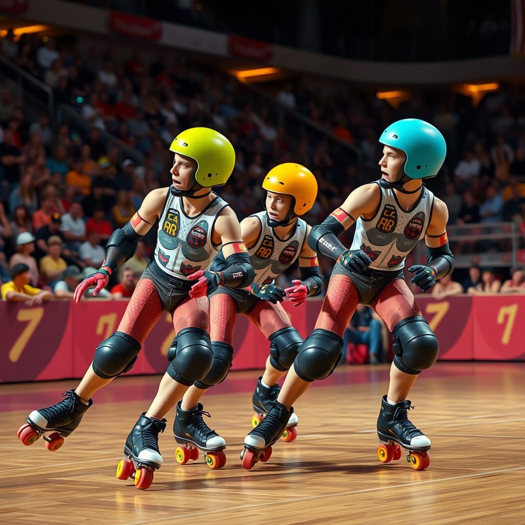 Crash Test Dummies in Roller Derby Game