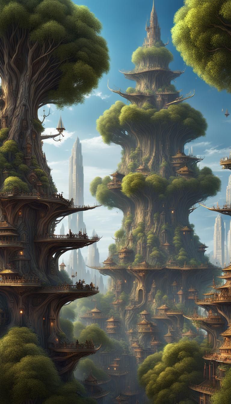 Towering World Tree City Concept Art