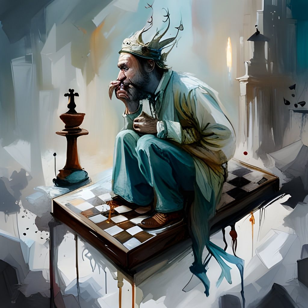 Chess King Enshrouded in Clouds, Fantasy Art